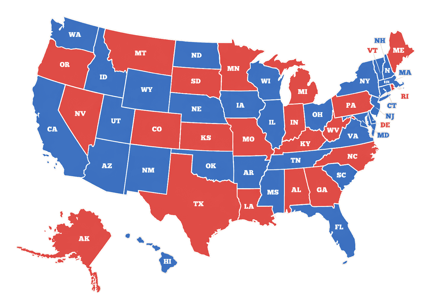 Map of the United States showing states where the program is available